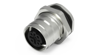 孔式快插板端连接器, 板后固定, 浸焊 